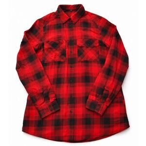 Express Boyfriend Red Black Flannel Shirt Size XS Long Sleeve Button Down
